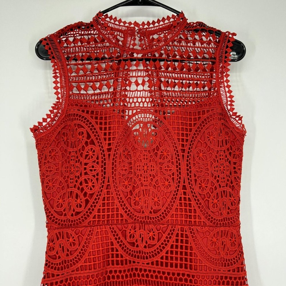 Lovers + Friends Dress Red Blush Cutout Lace Open Back Sleeveless - Picture 4 of 12